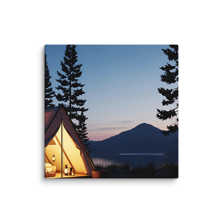 Warm Tent Glow in a Forest Mountain Sunset product image (11)