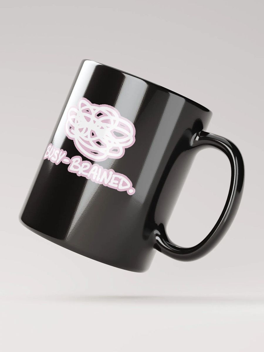 *not* mentally linear (lined design, #E1B9CE) glossy black mug product image (9)