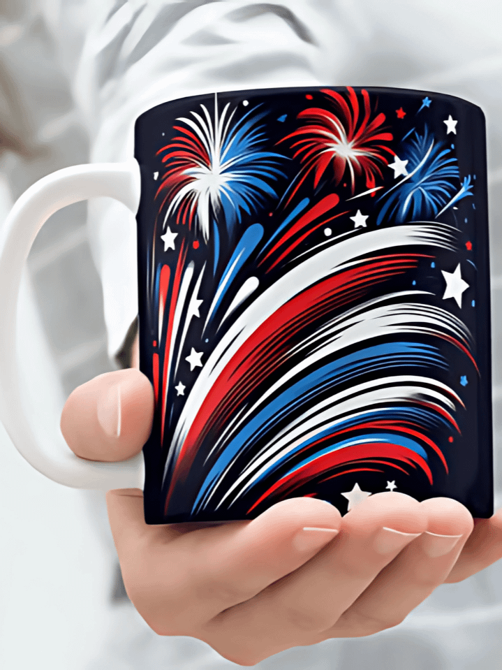 3D Watercolor 4th of July Mug Wrap PNG – Patriotic Independence Day Sublimation Design for 15oz Mugs – Commercial Use Included – 300 DPI Instant Download product image (1)