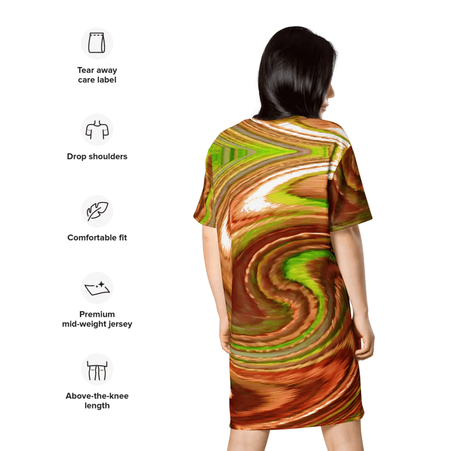 Abstract Swirling Earth Tones Lochan Reflections Women's T Shirt Dress product image (12)
