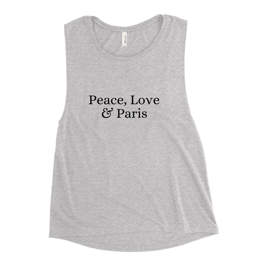 Peace, Love and Paris Women's Flowy Muscle Tank | Black Ink product image (34)