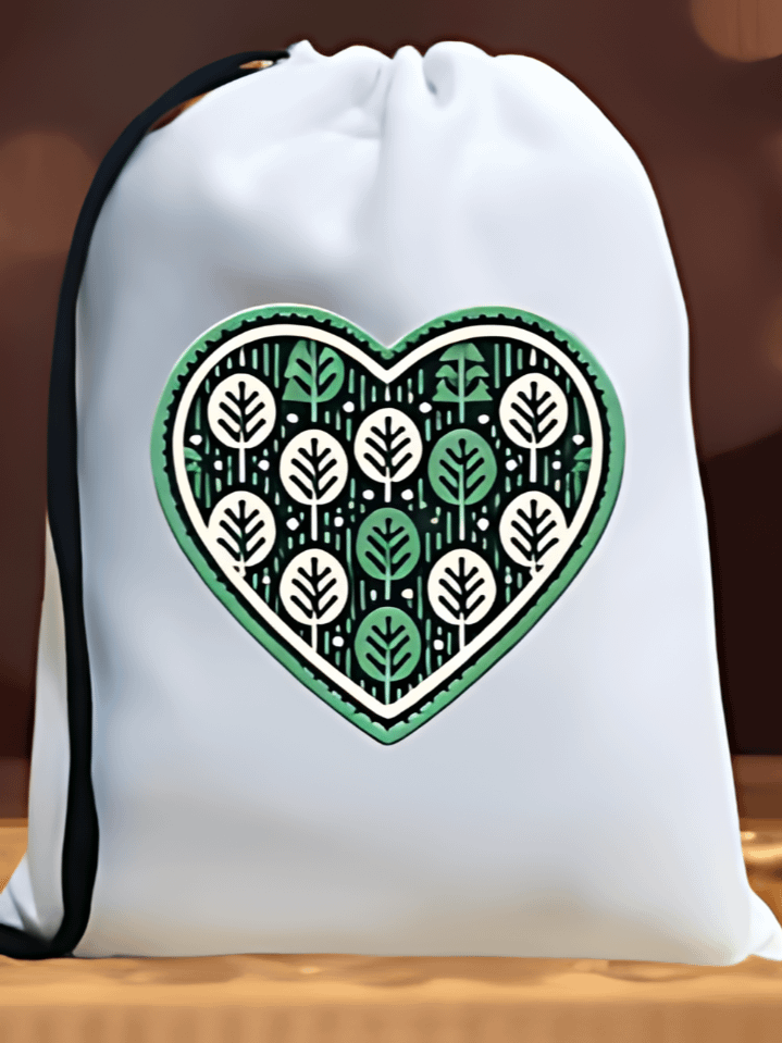 Green Fabric Heart Valentine Sack Sublimation Design – high-quality 300 DPI PNG digital download product image (1)