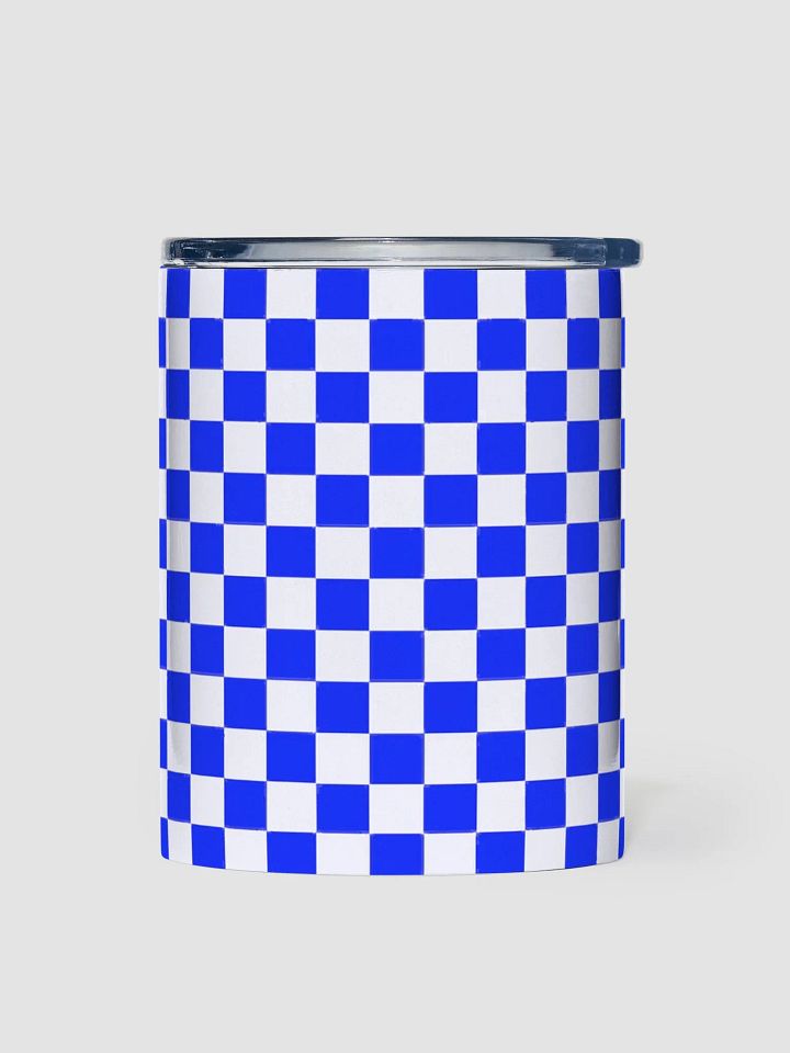 Checkered! Blue and White Checkers 10 oz Stainless Steel Tumbler product image (1)