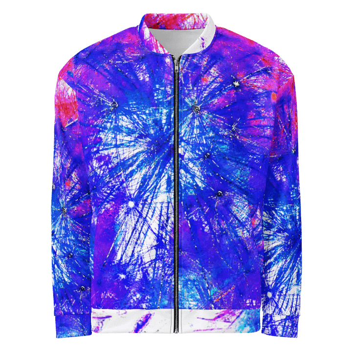 Abstract Bright Neon Dandelion Seeds Unisex Bomber Jacket product image (2)