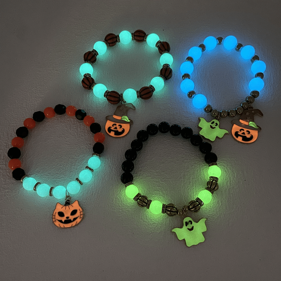 Self Glowing in Dark Natural Stone Multicolor Beaded Bracelet Woman Party Prom Halloween product image (1)