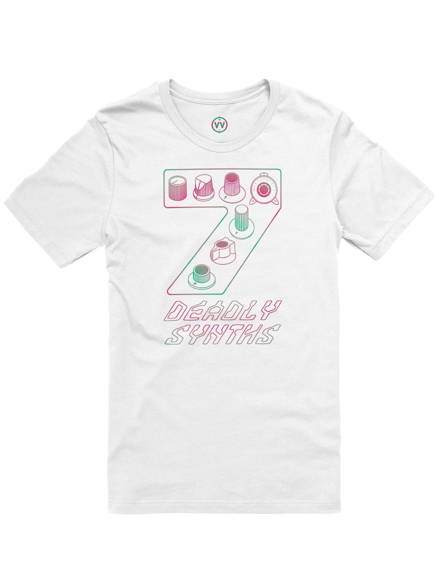 Synthesizer Legends T-Shirt - Seven Deadly Synths (7 Synthesis Classics) AURORA PRINT B product image (4)
