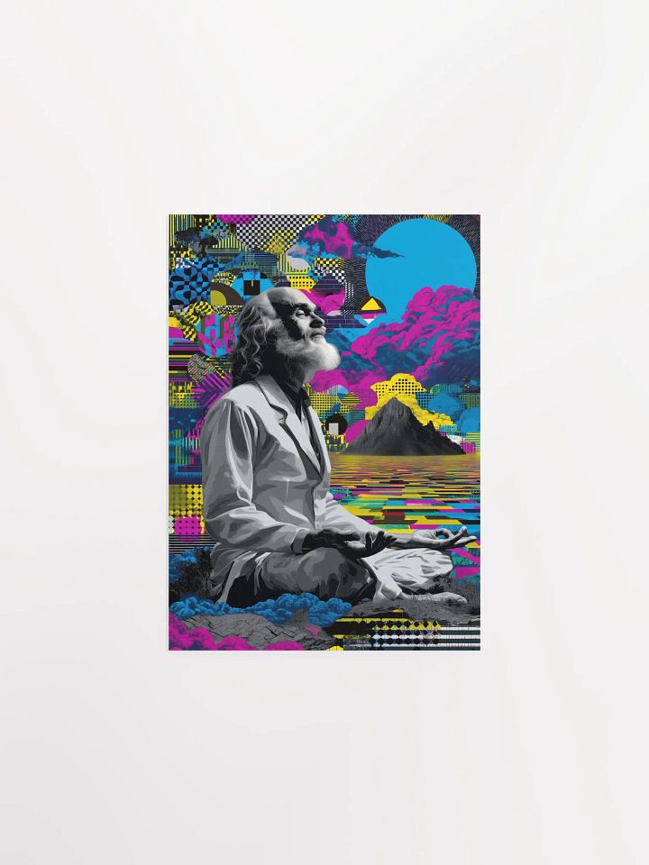Psychedelic Ram DassMeditation: Pop Art Mountains, Neon Clouds, and Visionary Lotus Pose product image (1)