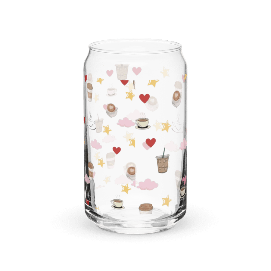 Whimsical Coffee Cup Pattern Can-Shaped Glass product image (2)