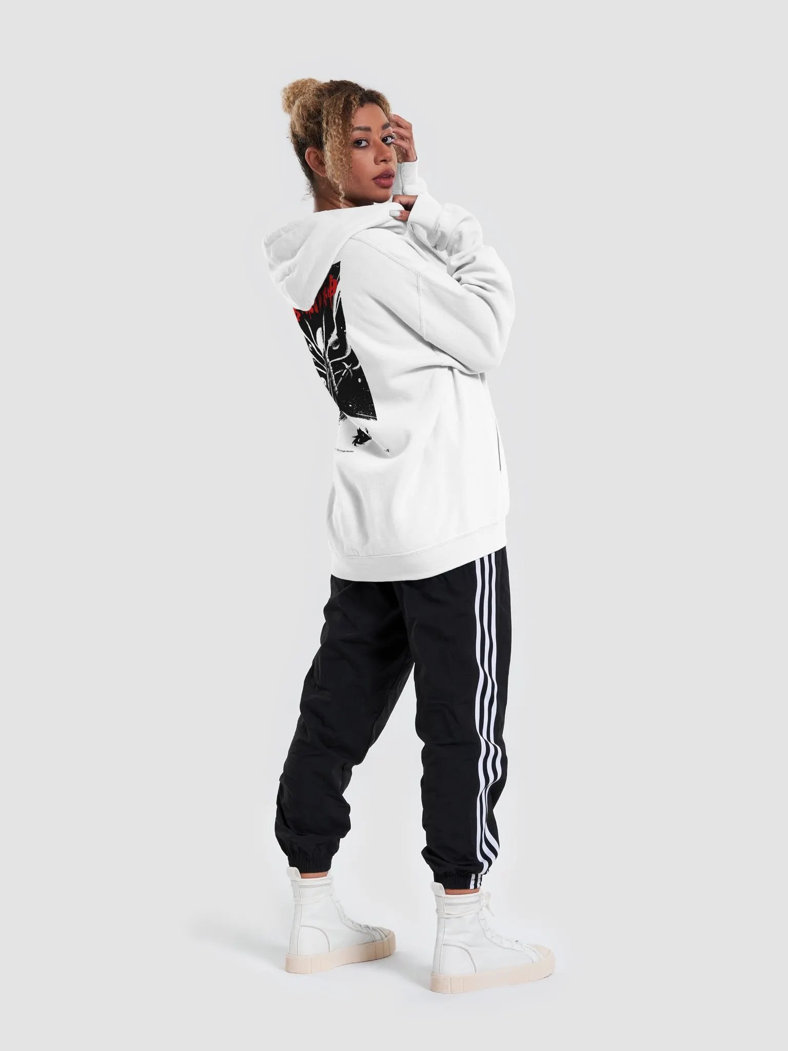 Kanji Handwritten Hoodie [White/Red] Nezarec Final God of Pain product image (5)