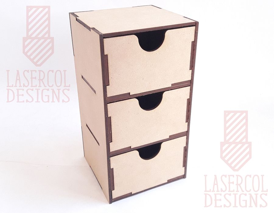 Three Drawers Desk Organizer - Laser Cut Files product image (10)