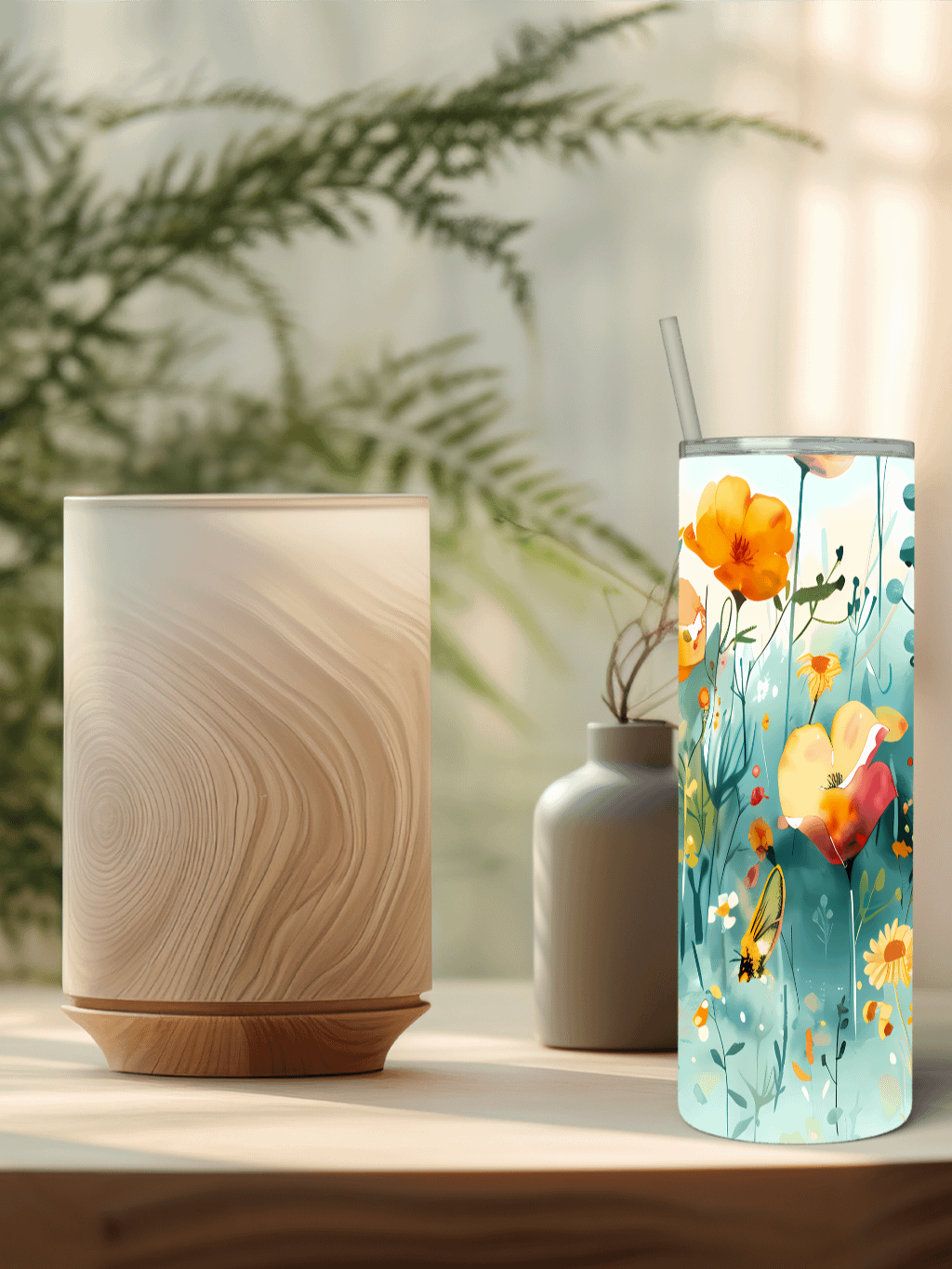 Blossom Breeze Stainless Steel Tumbler, Yellow, Green, Pink, White product image (3)