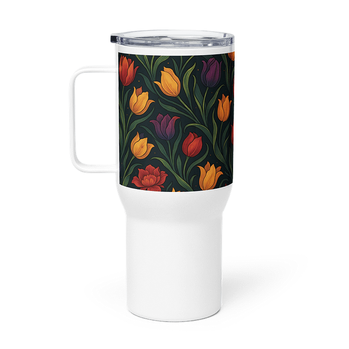 Tulip Coffee Tumbler – 20oz Insulated Floral Mug with Pink and Yellow Tulip Design for Kitchen, Travel & Coffee Lovers product image (1)