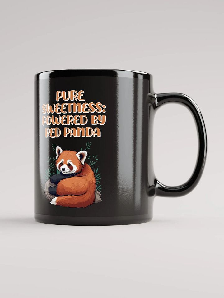 Pure Sweetness: Powered By Red Panda - Cute Animal Design Black Mug product image (1)