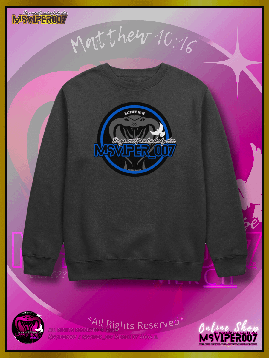 Sweatshirt - "MsViper_007™ Brand Classic" [blue/blk emblem] - Streetwear/Cozy Sweatshirt By Anna H. product image (1)
