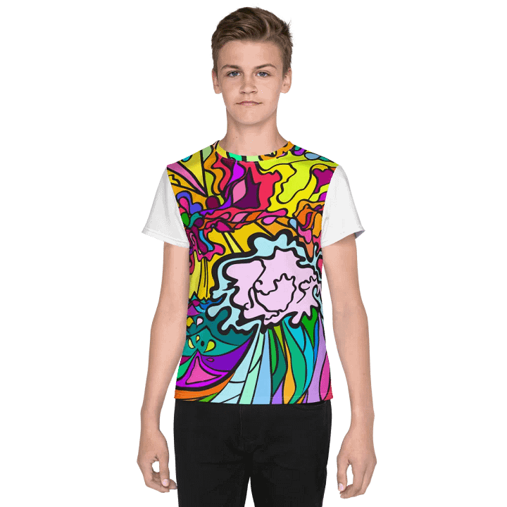 Vibrant Waves Youth T-Shirt - Wave at Sunset product image (1)