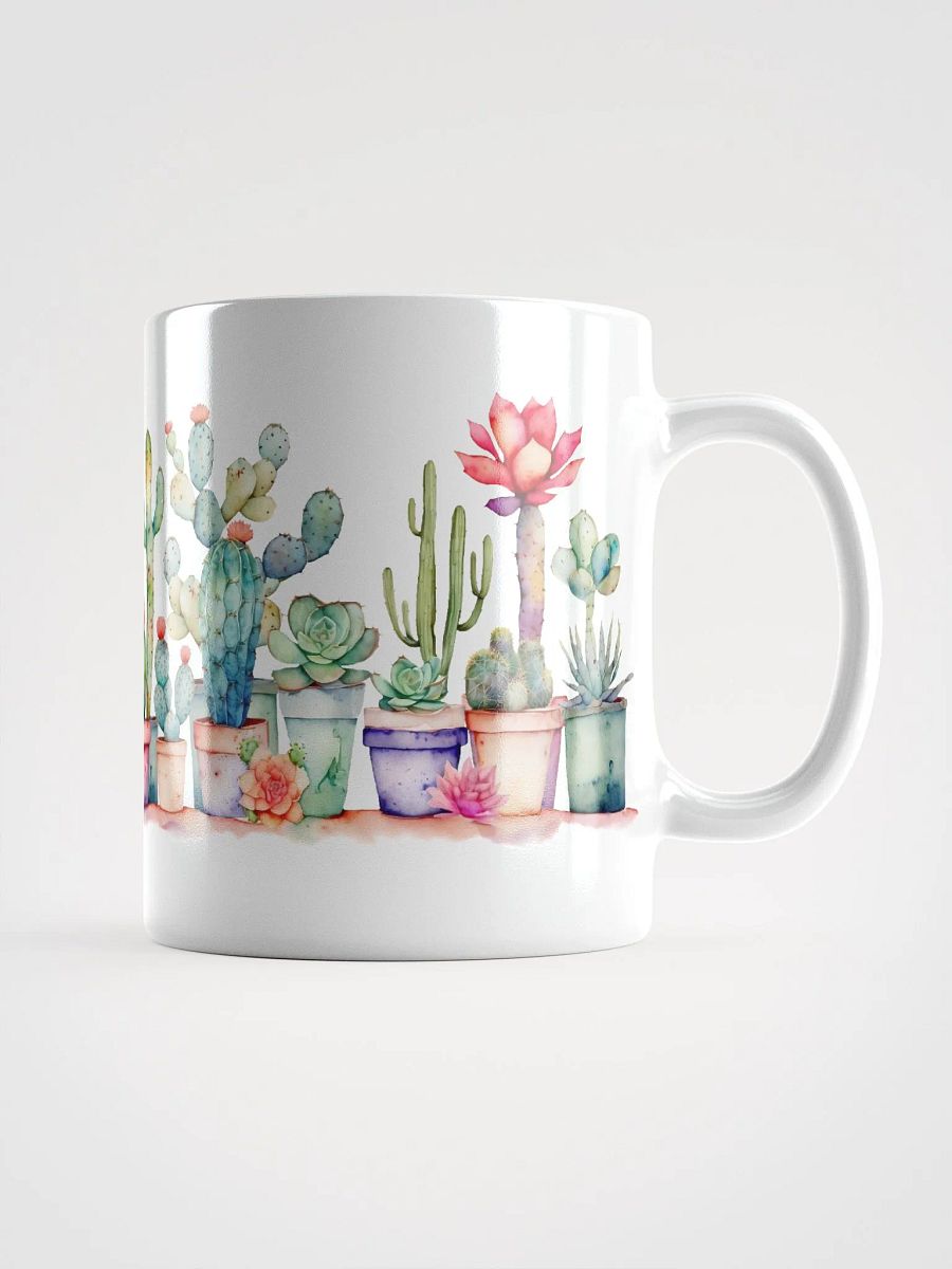 Colorful Potted Cacti And Succulents White Glossy Mug product image (2)