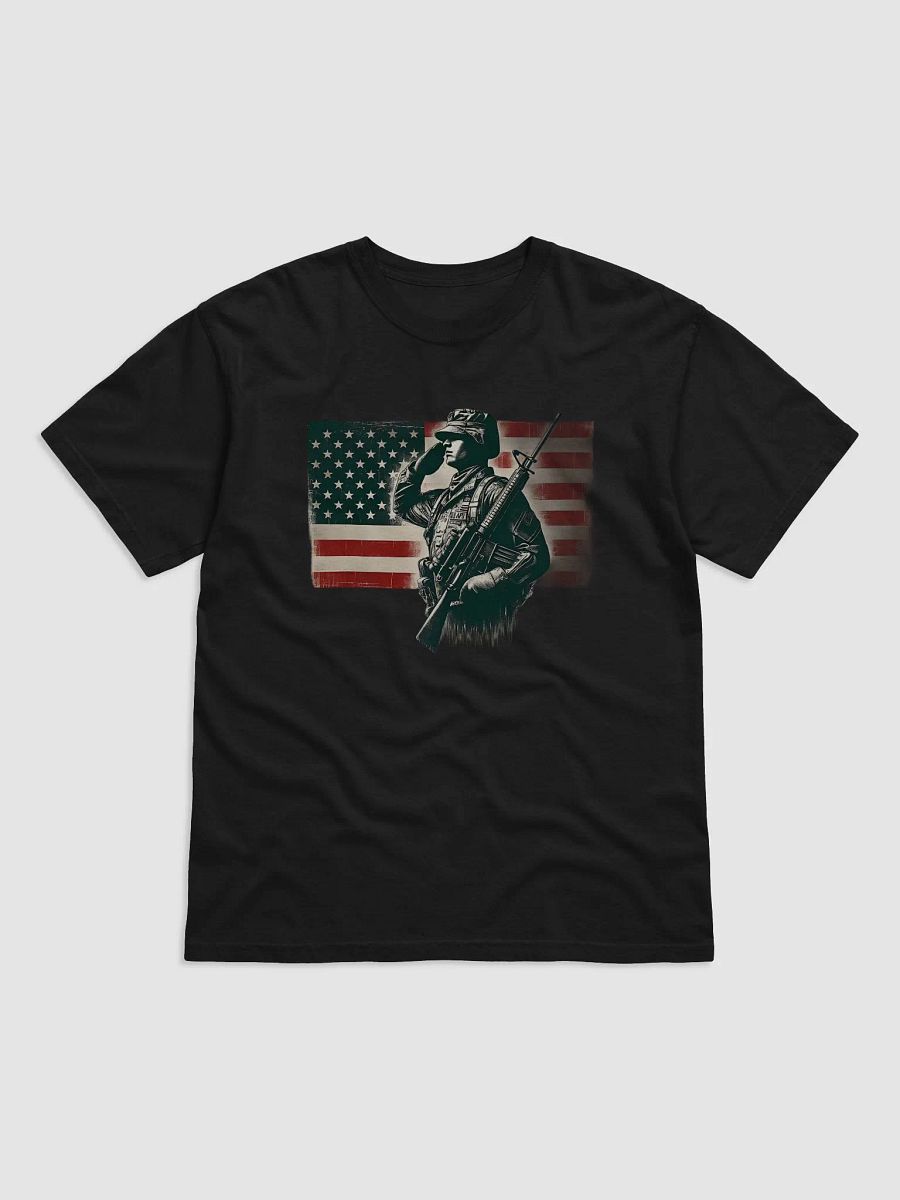 Saluting Soldier - Proud USA Patriotic Tribute Vintage Unisex Heavyweight T-Shirt product image (1)