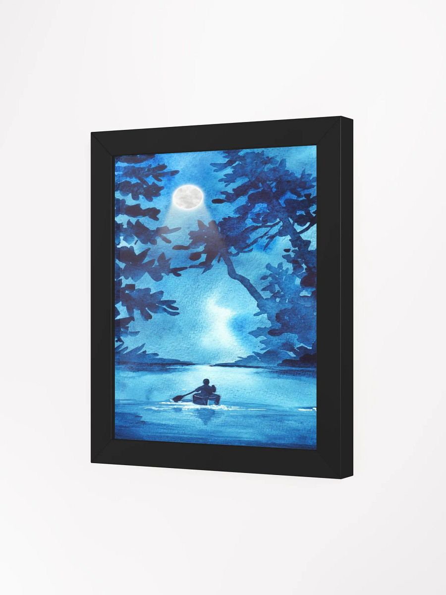 Blue Watercolor River and Boat Man product image (75)