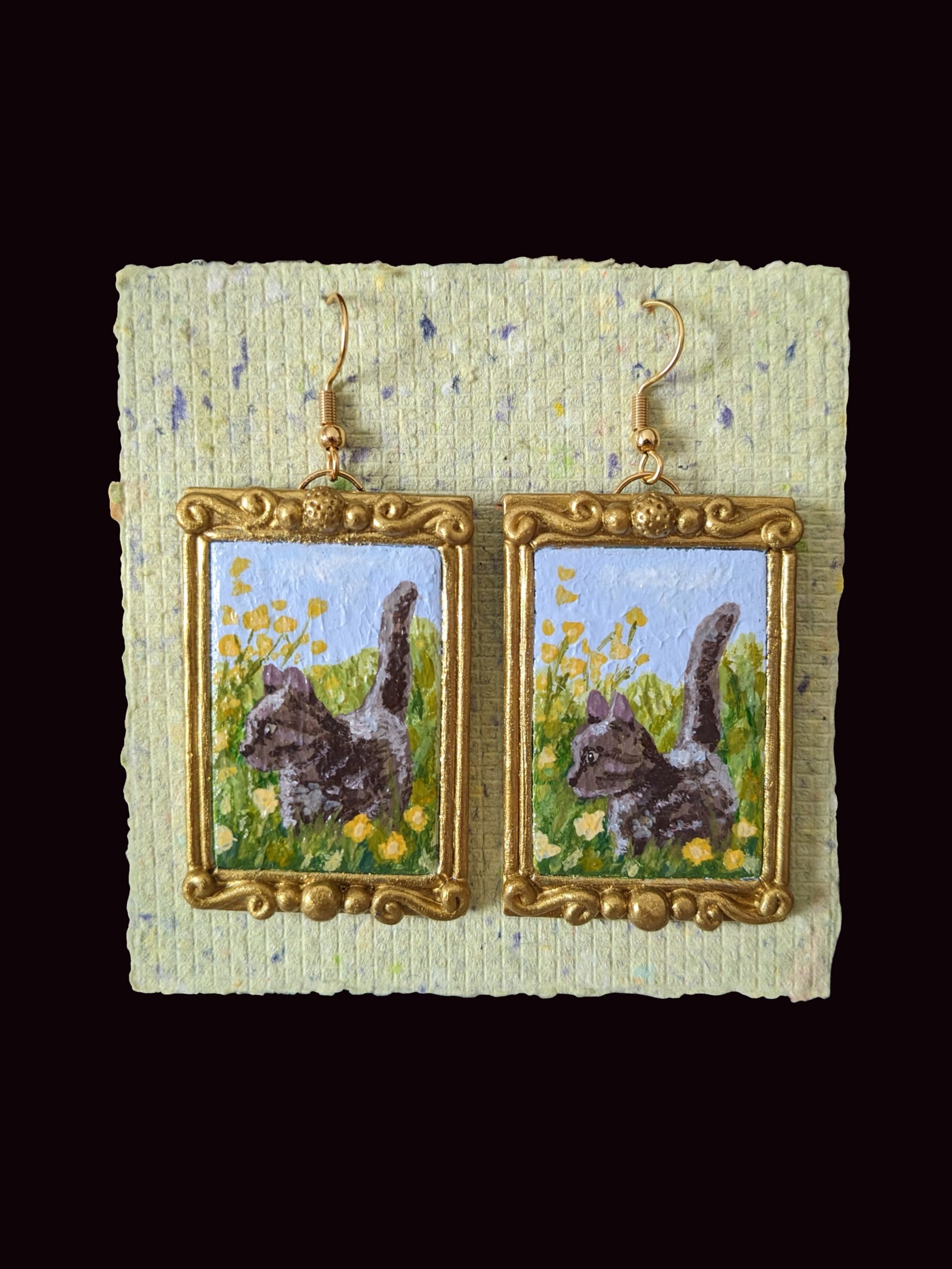 Cat Floral Painting Earrings product image (1)
