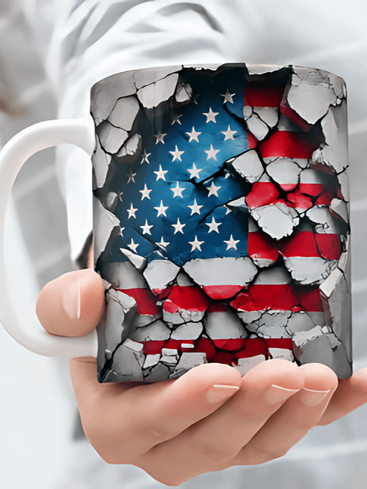 3D Cracked Stone American Flag Mug Wrap – 11oz & 15oz Sublimation PNG Design – Realistic Patriotic Look – Perfect for 4th of July & Veterans Tribute – Instant Digital Download – 300 DPI product image (1)