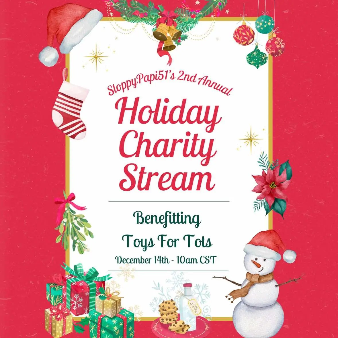 This saturday, stop on by the Slop Shop for our 2nd Annual Holiday Charity Stream! #fyp #foryou #streamer #charity #toysfortots 