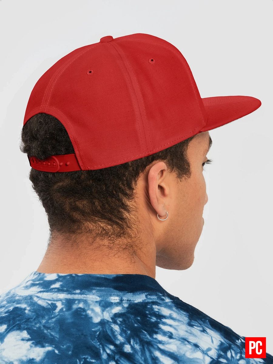 Plain Color Red Cotton Twill Flat Snapback Cap product image (3)
