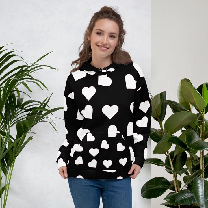 Love Pattern 5 Black and White Unisex Pull Over Hoodie product image (1)
