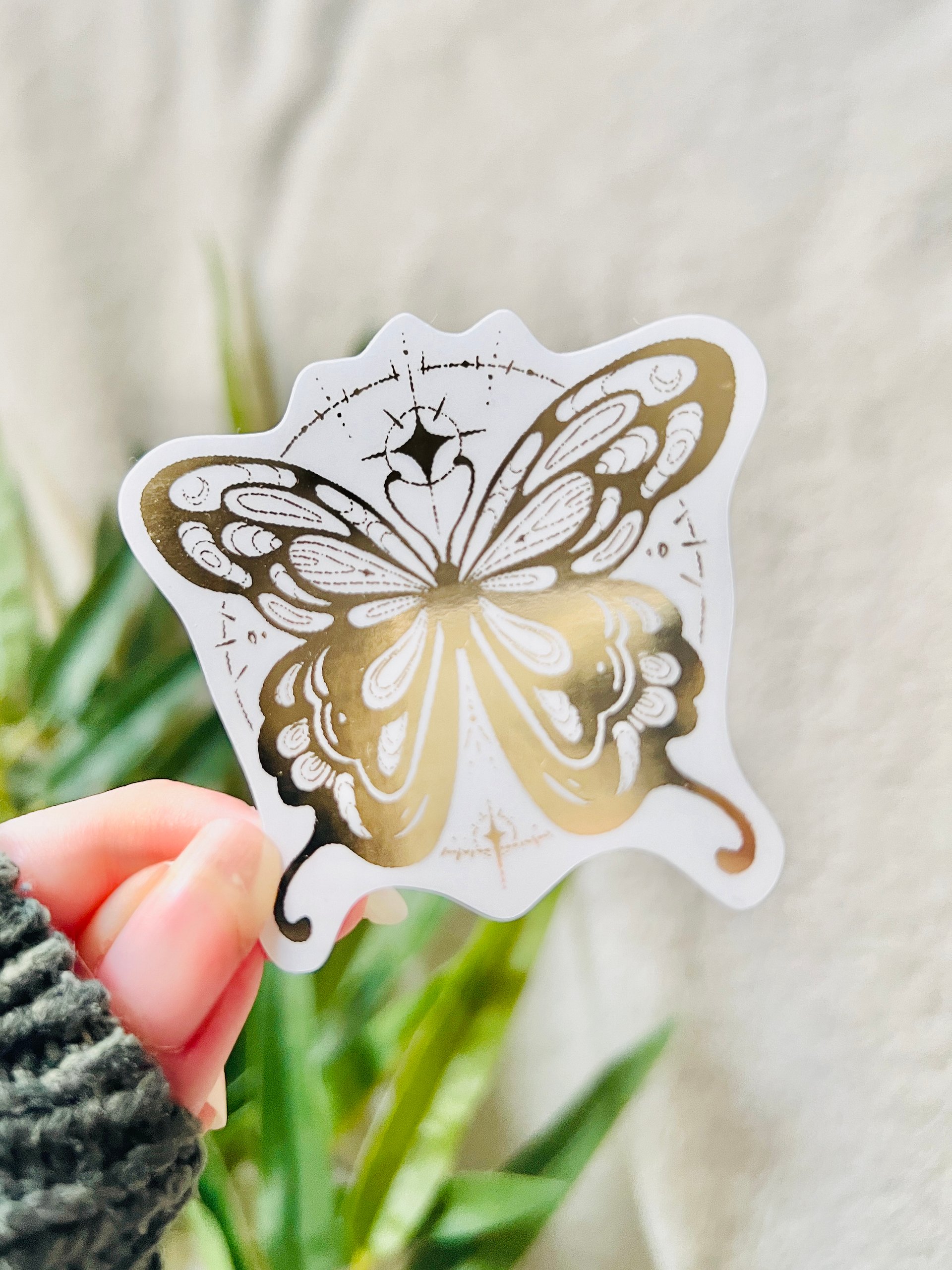 Celestial Moth Clear Gold Foil Sticker product image (4)