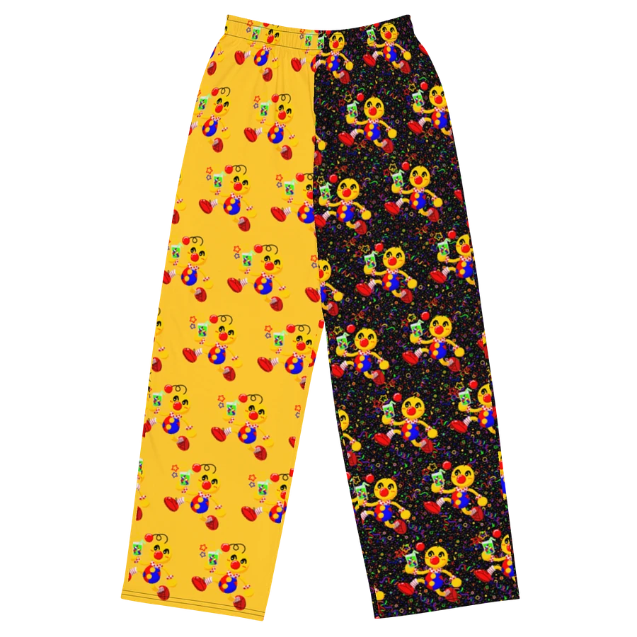 Split Yellow and Arcade All-Over Boyoyoing Clown Soda Unisex Wide-Leg Pants product image (3)