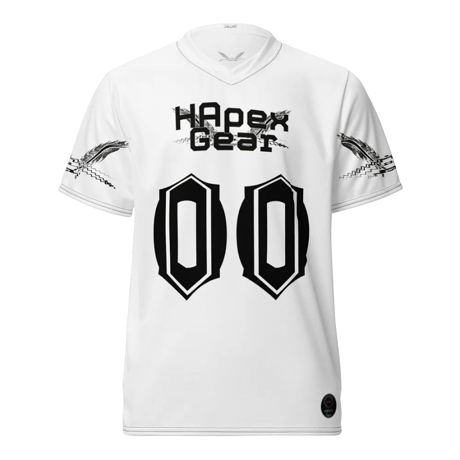 Recycled Unisex Sports Jersey - White - Mr I'm Not Important - Black HApex Gear Black Logo product image (3)