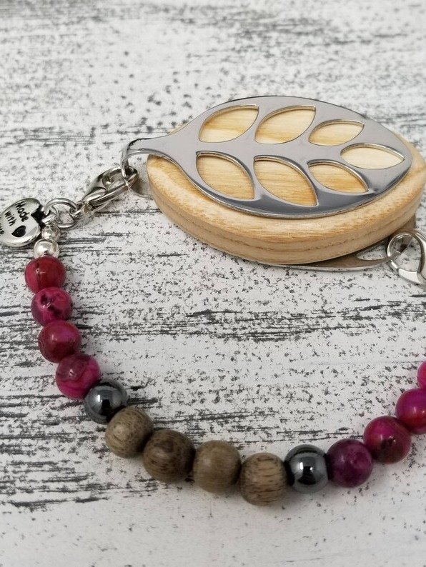 Strength Bracelet | Jasper, Hematite & Greywood | Handmade Accessory for Bellabeat Leaf Urban & Ivy product image (2)