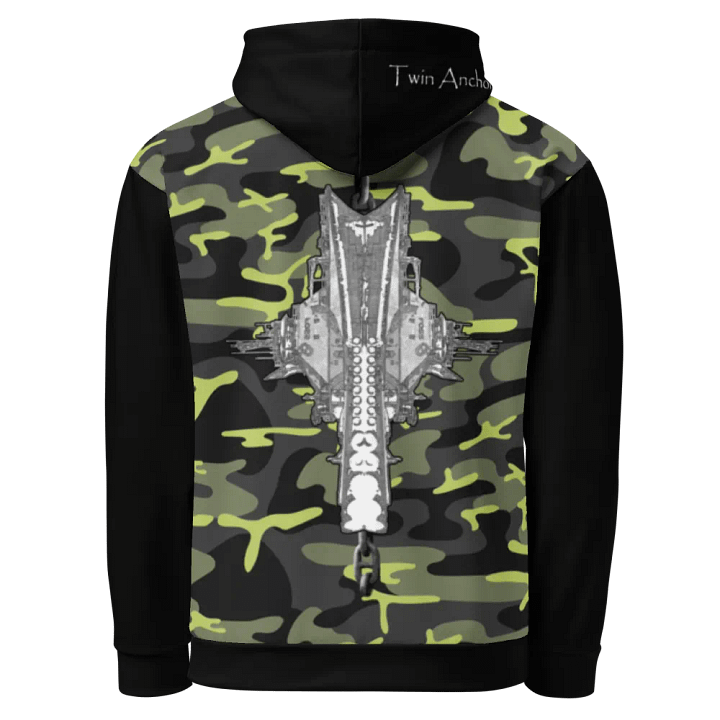black & Green Camouflage Foss double tug Sketch Hoodie product image (1)