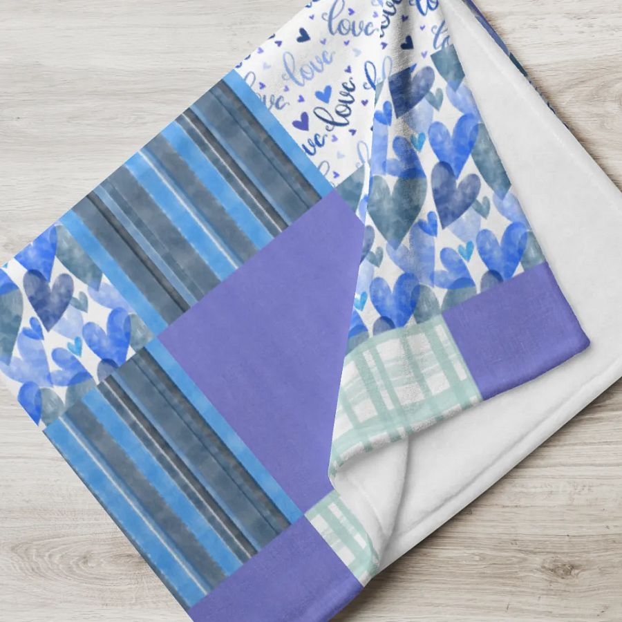 Patchwork Throw Blanket – Serene Blue Harmony product image (3)