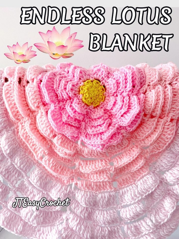 Lotus Flower Baby Blanket Crochet Pattern, Round Floral Throw Blanket Newborn Photo Prop Baby Shower Gift product image (1)