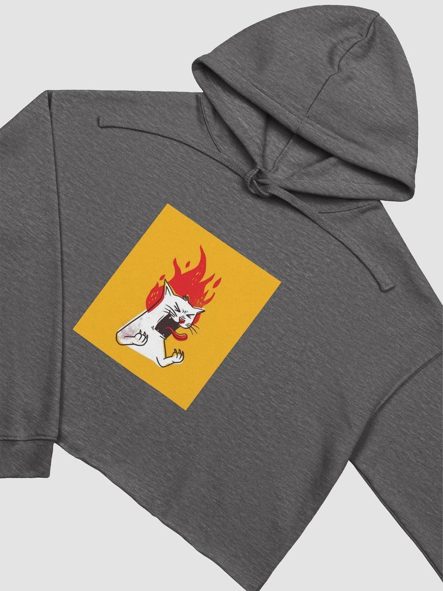 Angry Flaming Cat Fun Crop Hoodie product image (11)