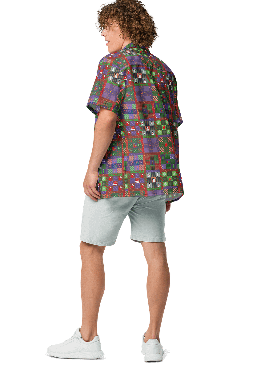 Christmas Patchwork Oversized Button Down Shirt product image (5)