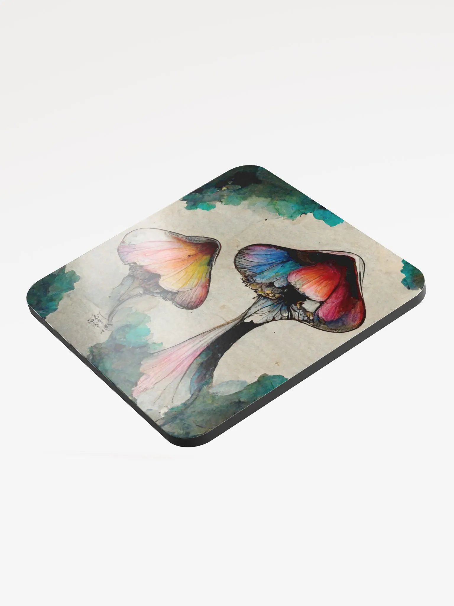 Rainbow Mushroom Glossed Cork Coaster Set product image (3)