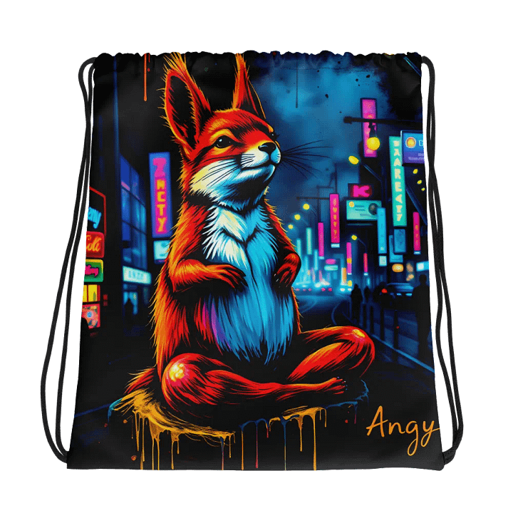 Neon Night Squirrel Drawstring Bag product image (1)
