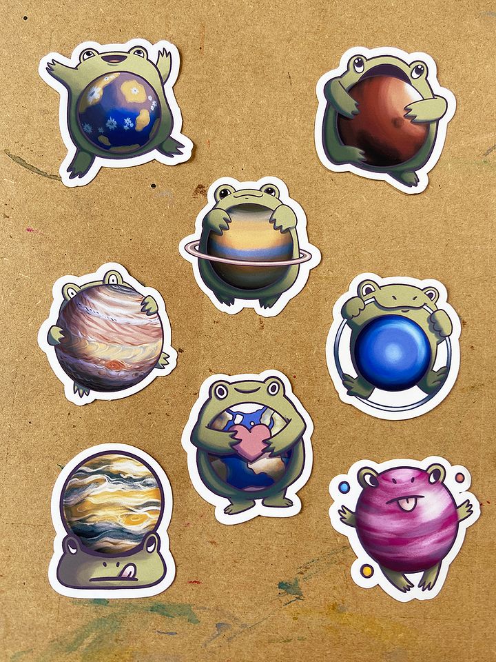 sticker pack : frog planets product image (2)