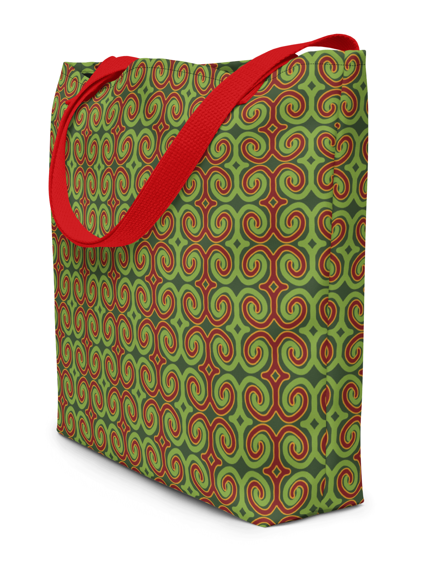 Red & Green Christmas Swirls Large Tote Bag product image (2)
