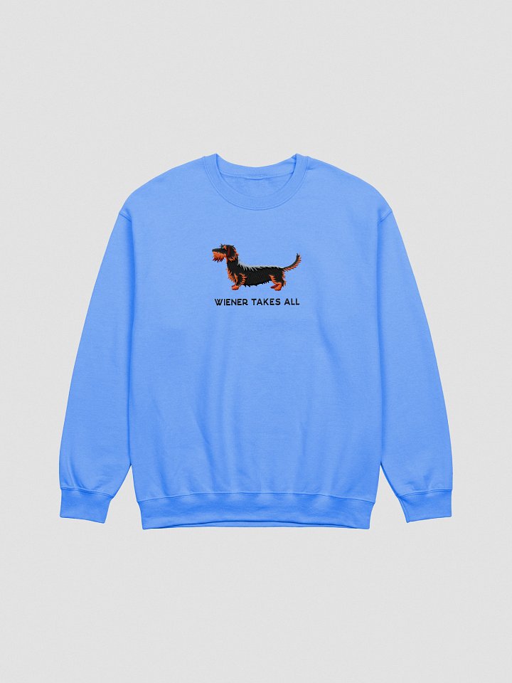 Wiener Takes All Sweatshirt (Embroidered) of a Wirehaired Dachshund(Black & Tan) product image (7)