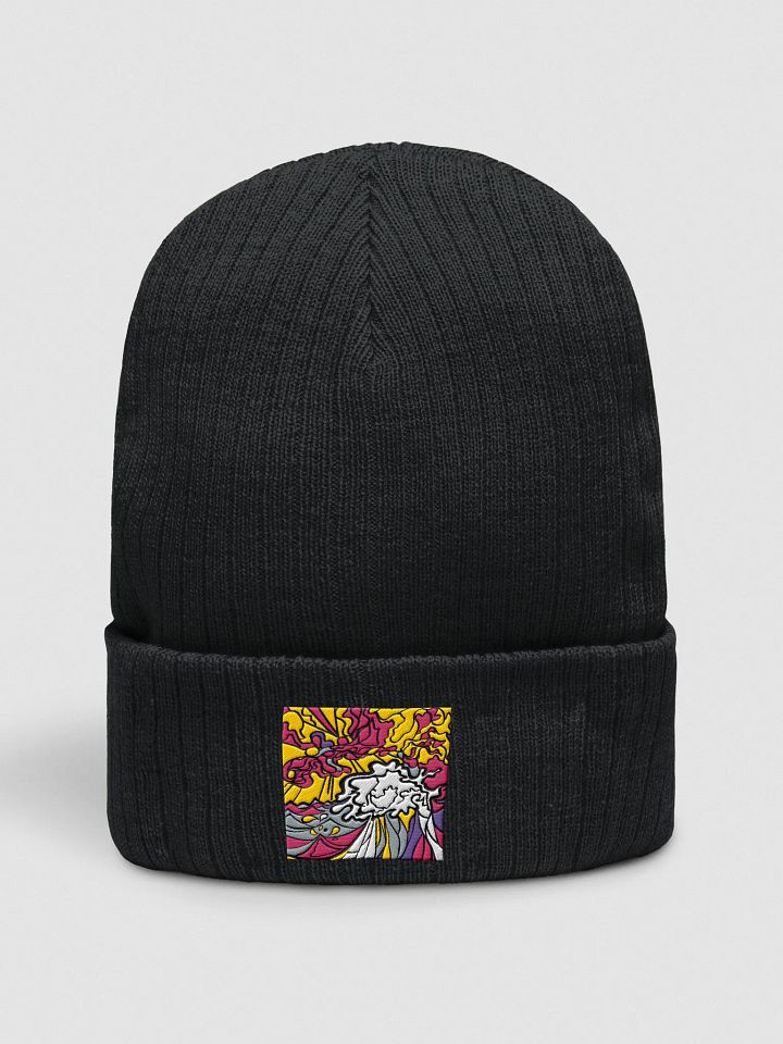 Vibrant Mosaic Ribbed Beanie - Wave at Sunset product image (4)