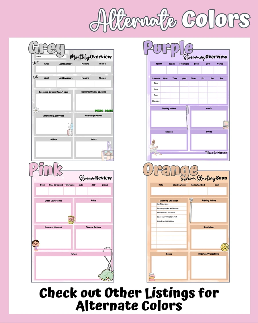 Pink Streaming Planner Printable product image (5)