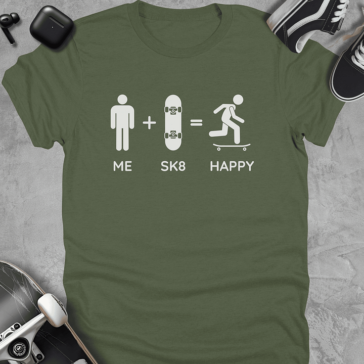 Me + sk8 = happy, Funny skateboarding t-shirt, Unisex product image (5)