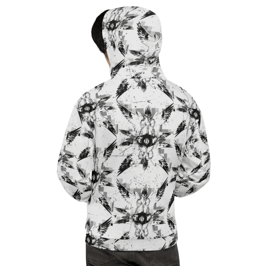 Black Glitched Seraphim Angel AOP Hoodie product image (1)