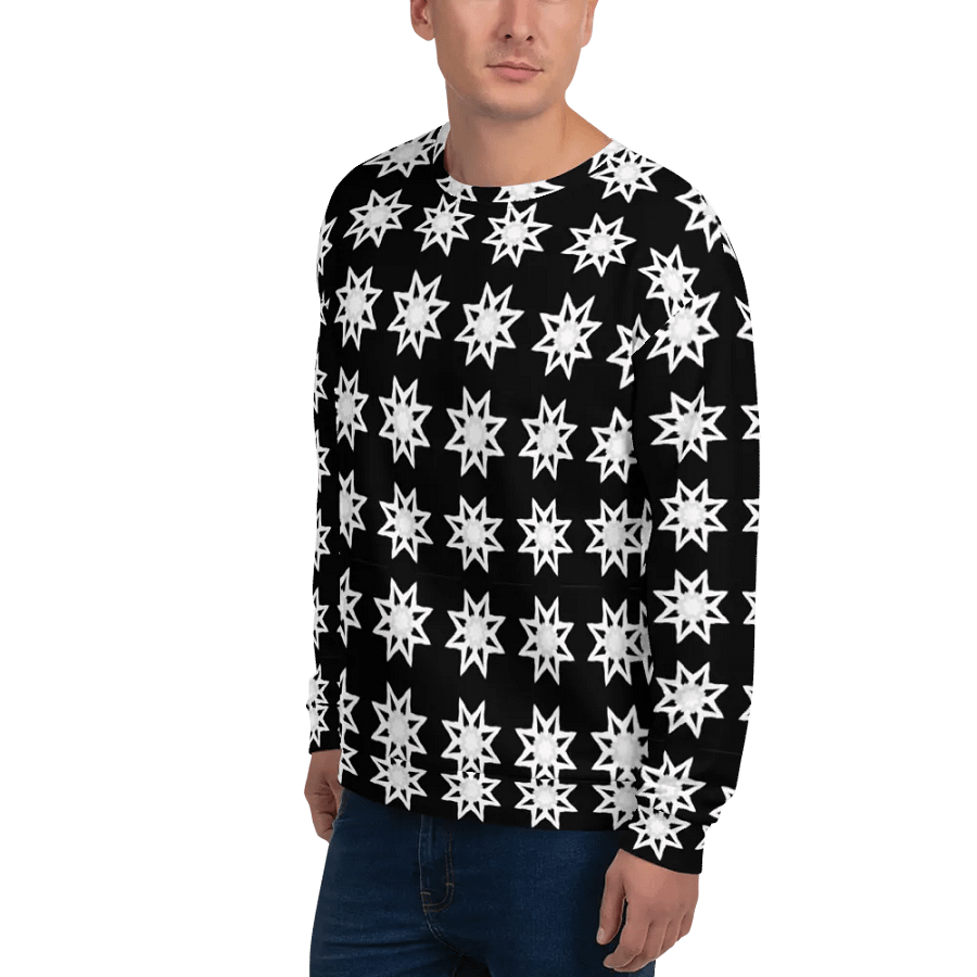Abstract White Repeating Stars Unisex All Over Print Sweatshirt product image (8)