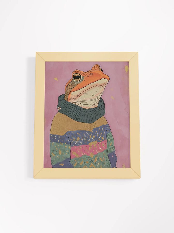 Whimsical Frog in Cozy Sweater Framed Poster product image (1)