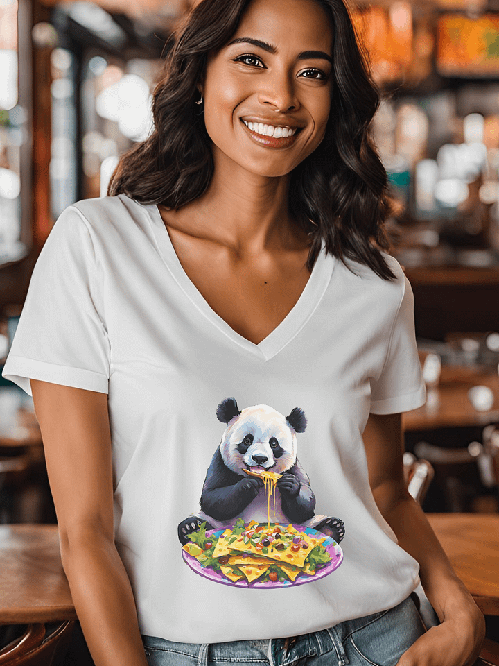 Panda Nacho Party V-Neck T-Shirt product image (5)
