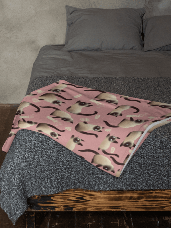 Bad Siamese Cats Knocking Stuff Over Throw Blanket, Pink product image (5)