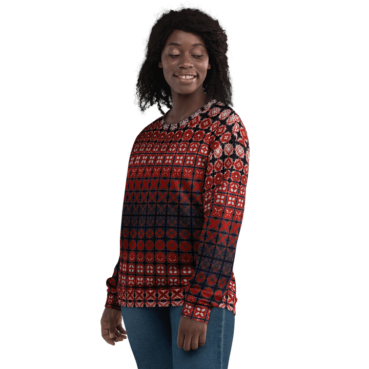 Abstract Red Squares Unisex All Over Print Sweatshirt product image (1)